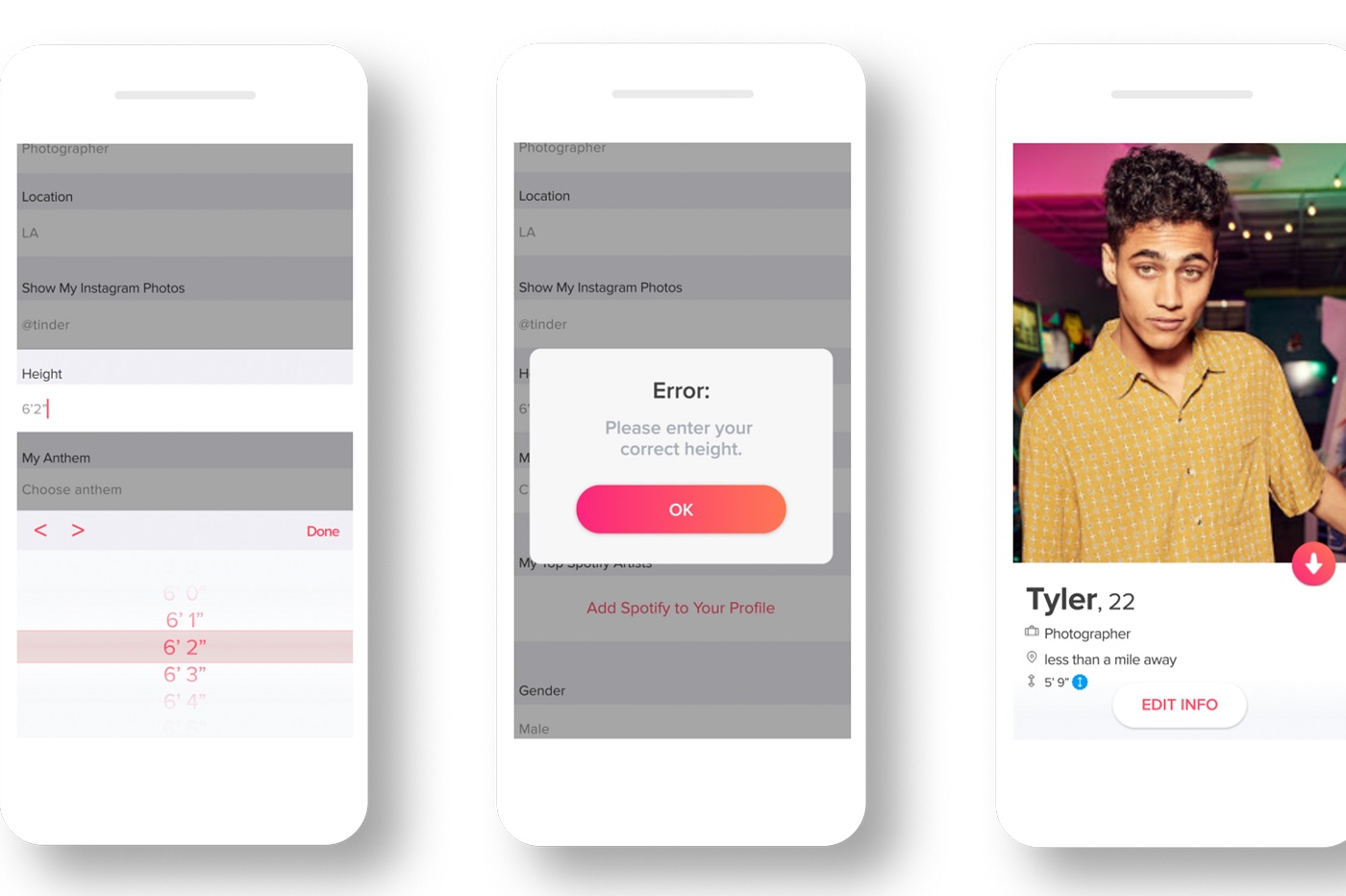 Tinder vérification de taille
