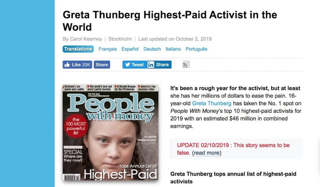 Greta Thunberg fake news