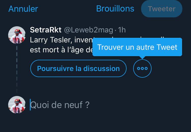 Nouvelle fonctionnalité Twitter