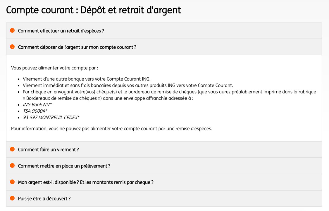 ING déposer espèces