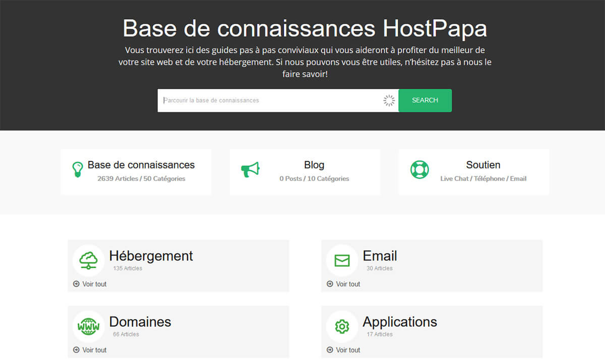 Base de connaissances HostPapa