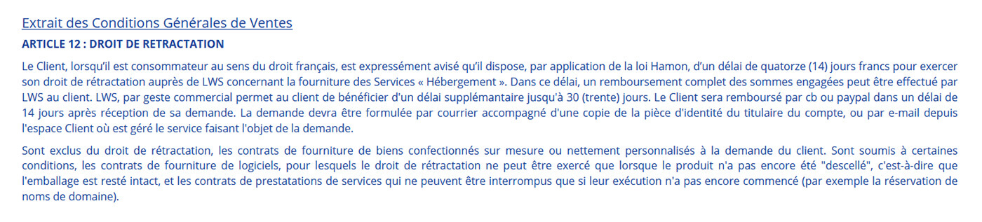 Conditions remboursement LWS