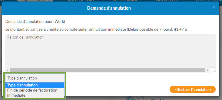 Demande annulation PlanetHoster