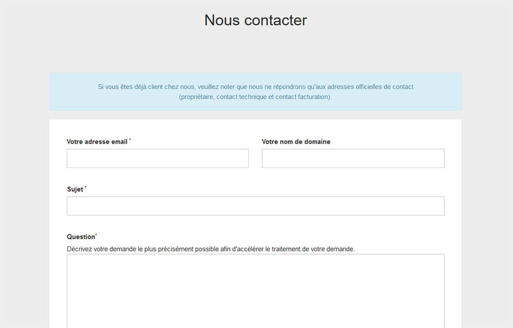 Formulaire contact Infomaniak