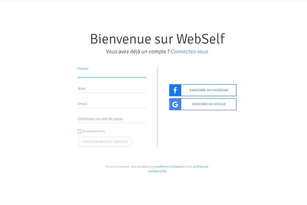Inscription Webself