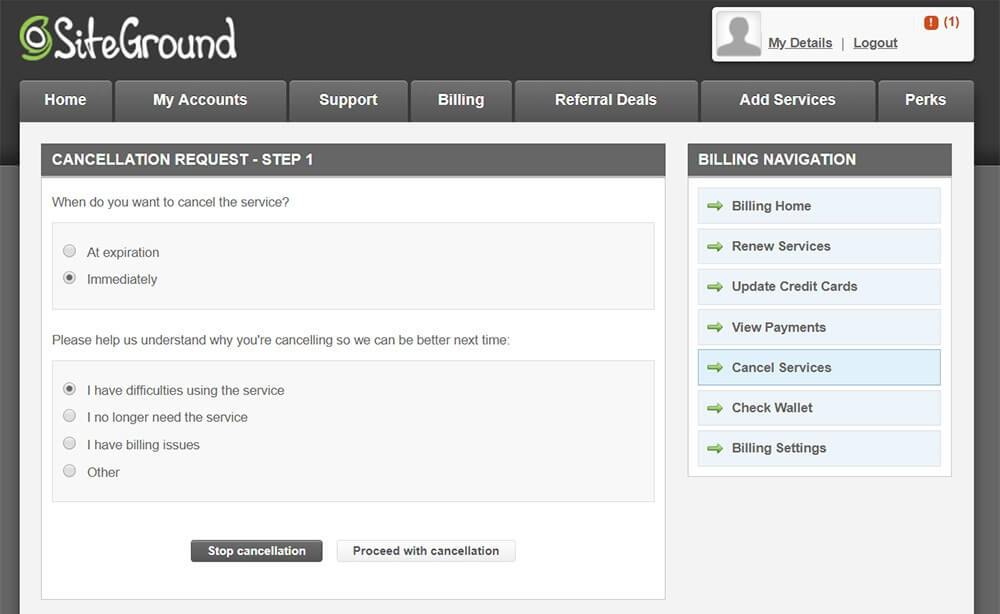 Remboursement SiteGround