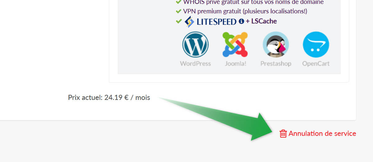 Résiliation PlanetHoster