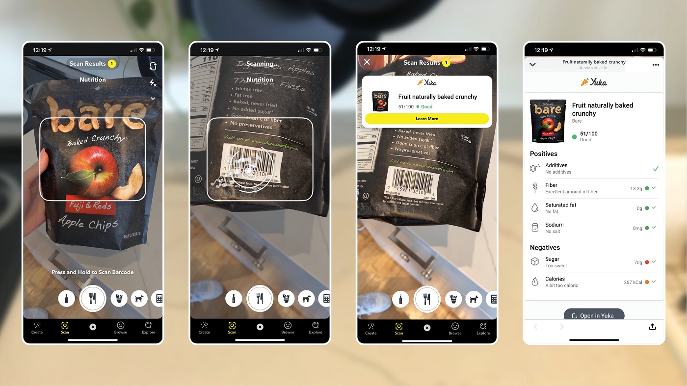 Scan de nourriture sur Snapchat