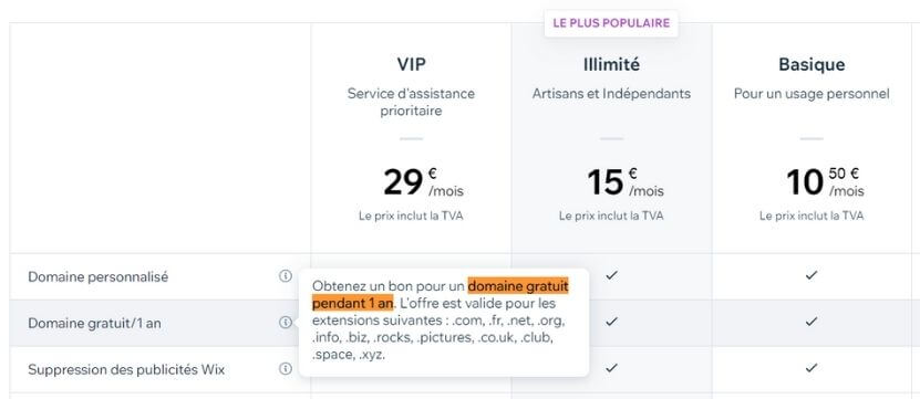 Domaine gratuit Wix