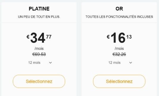 Abonnements Or Platine Site123