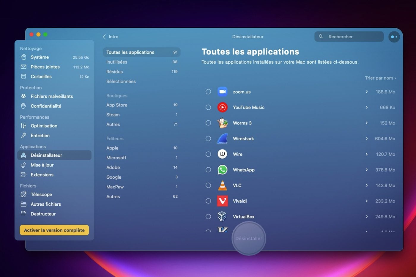 CleanMyMac Désinstallateur