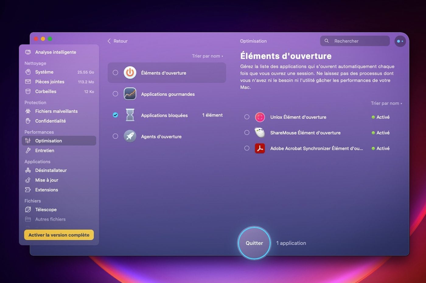 CleanMyMac Programmes à l'ouverture