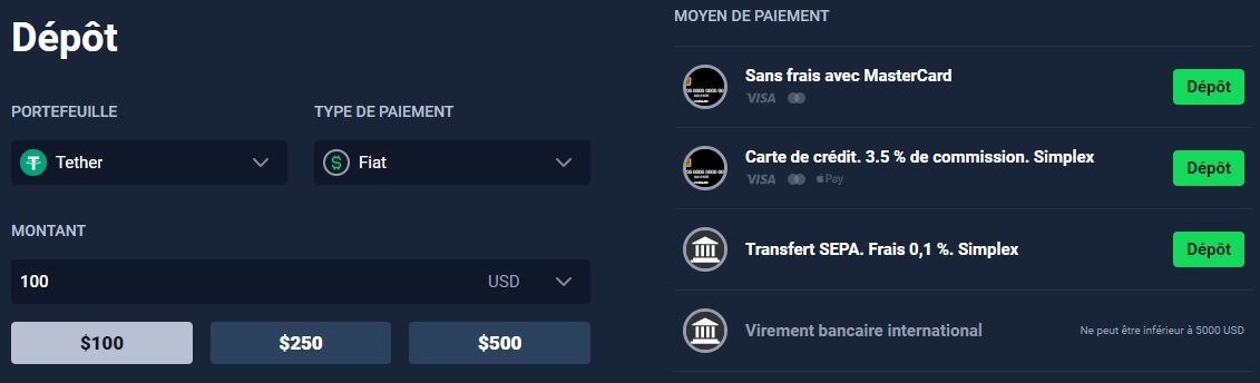 réaliser un dépôt sur stormgain