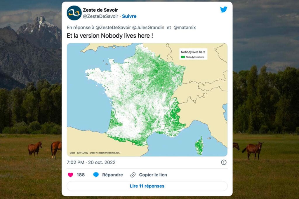 Cette carte fascinante indique toutes les zones en France où personne n’habite