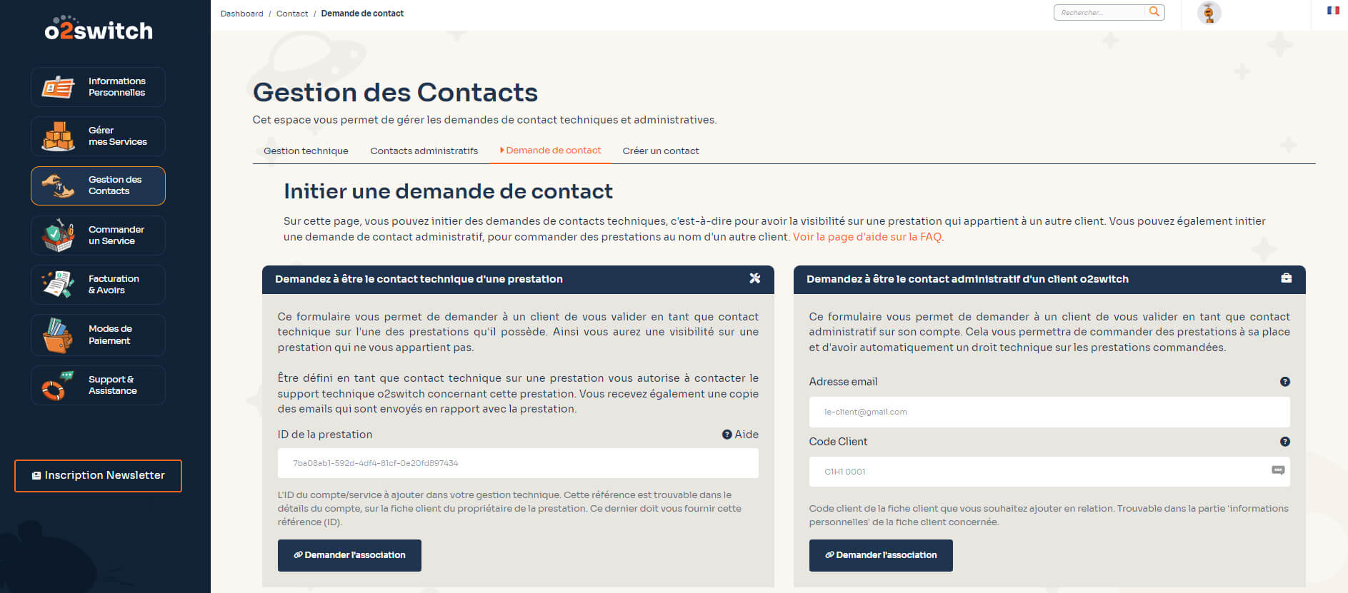 Gestion Des Contacts O2switch