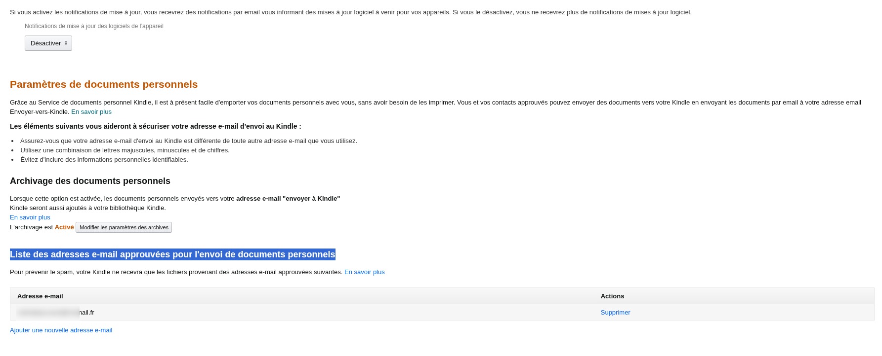 Ajouter une adresse mail de confiance pour recevoir des ebooks sur votre Kindle