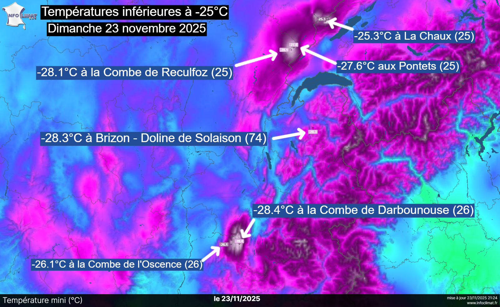 Infoclimat Carte Froid 23 Novembre 2025