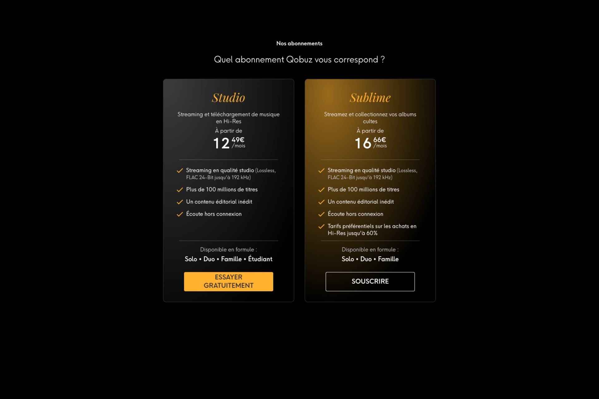 Qobuz Prix