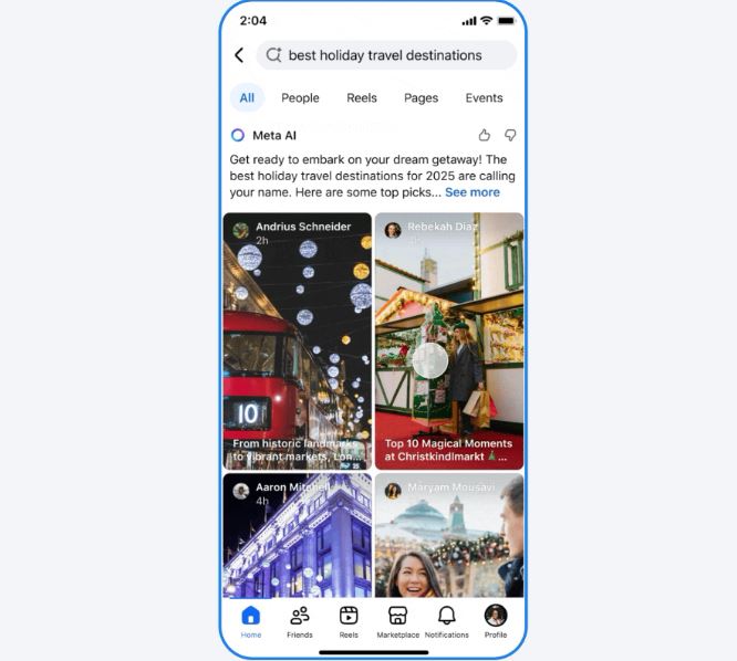 Interface Facebook 2