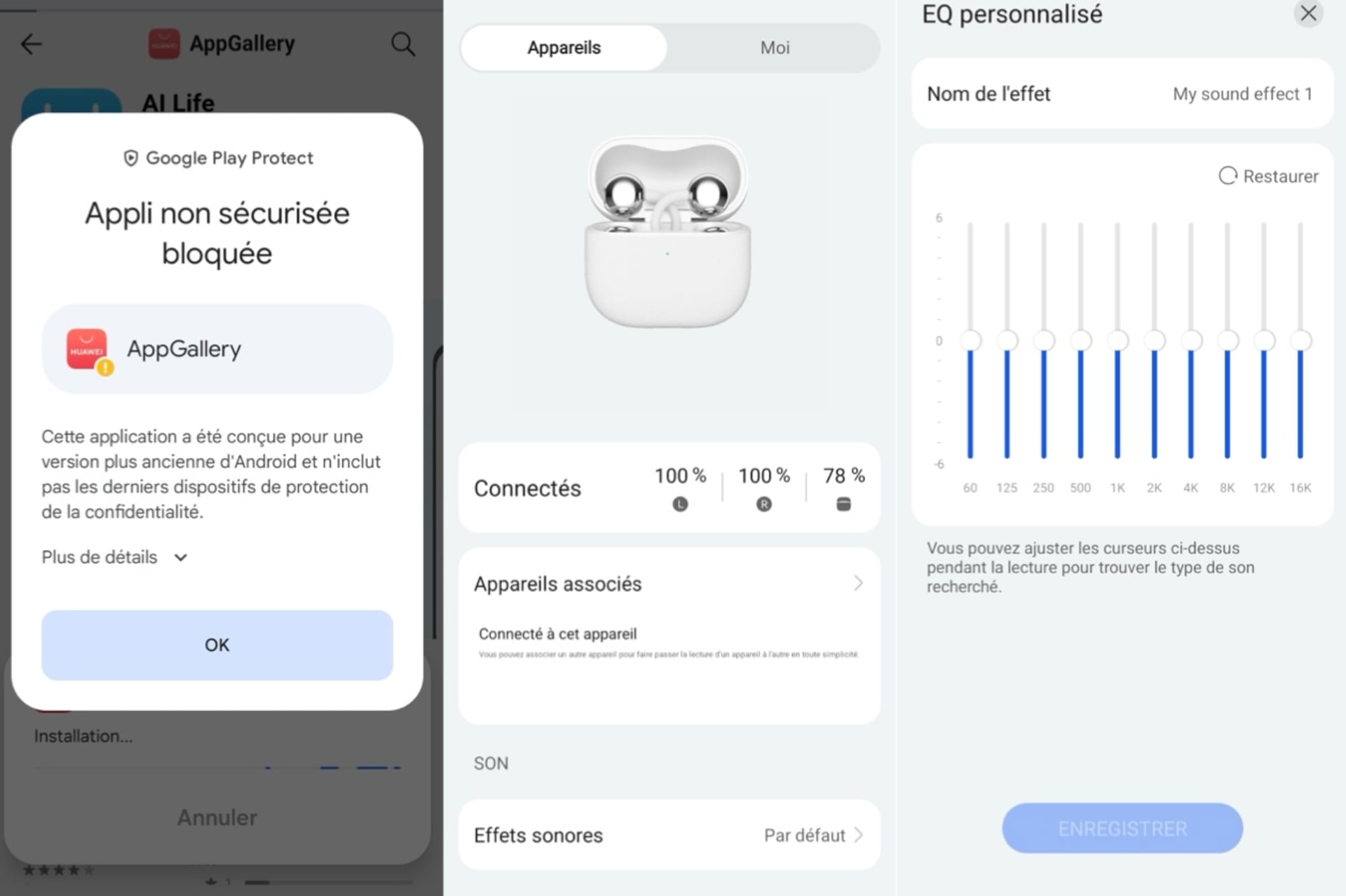 Test écouteurs ouverts Huawei FreeClip 2 application