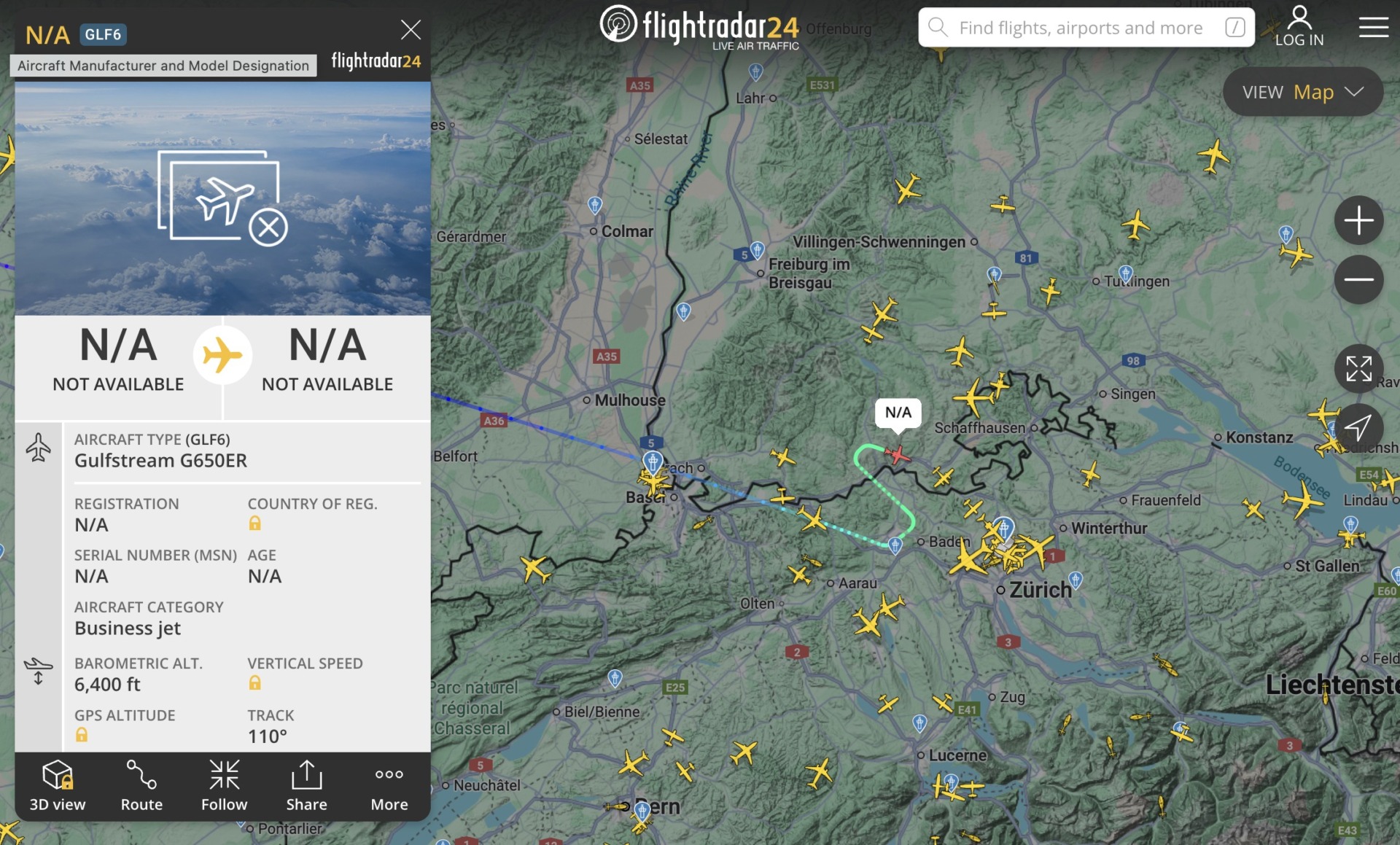 Elon Musk jet Zurich Suisse