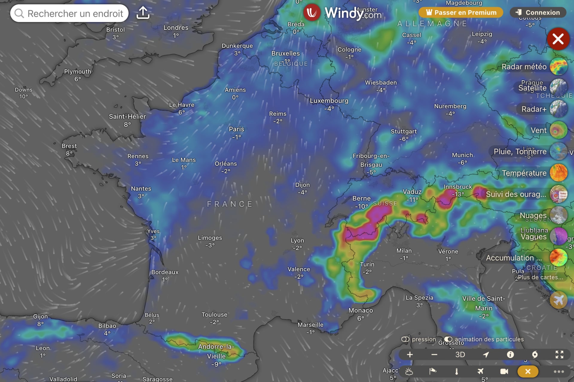Neige France Janvier 2026 Carte Windy