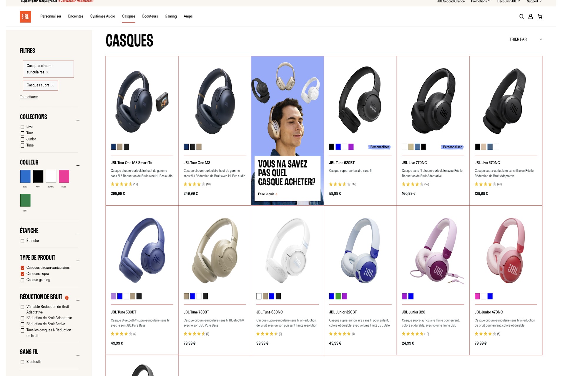 JBL casque à moins de 200 euros