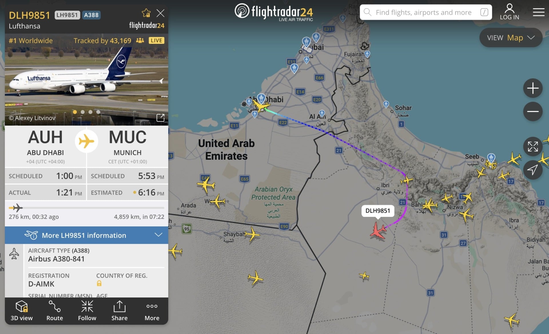 Flight Radar 24 A380 Abu Dhabi