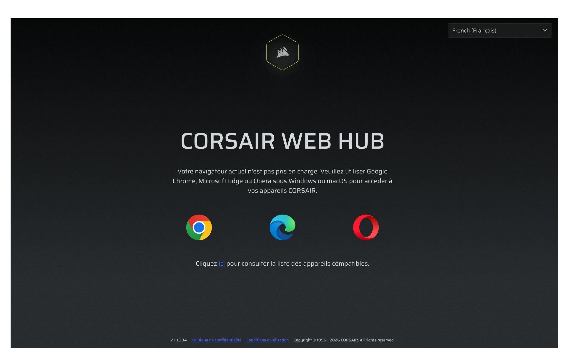 Corsair Web Hub Navigateur