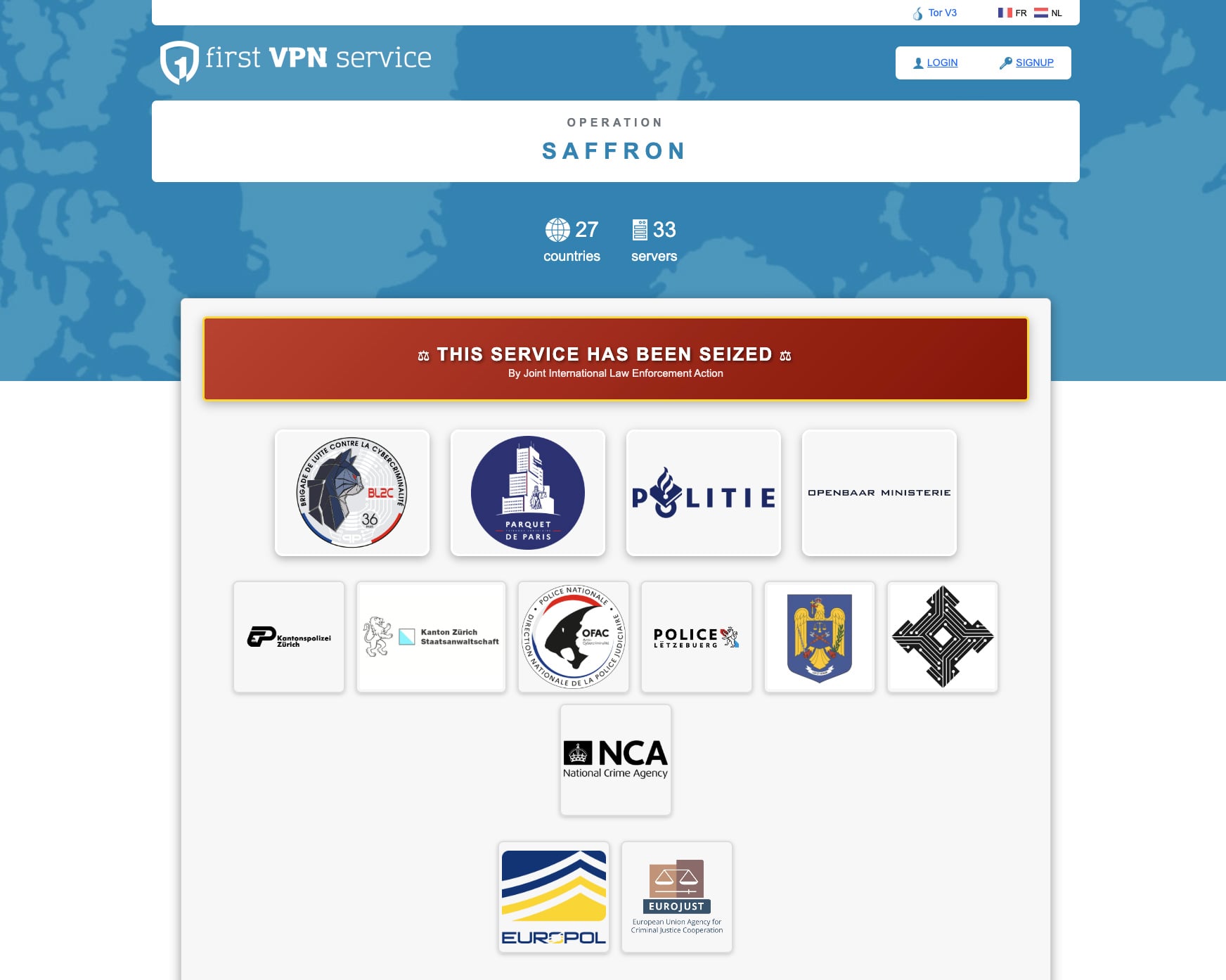 Les noms de domaine de First VPN ont été saisis