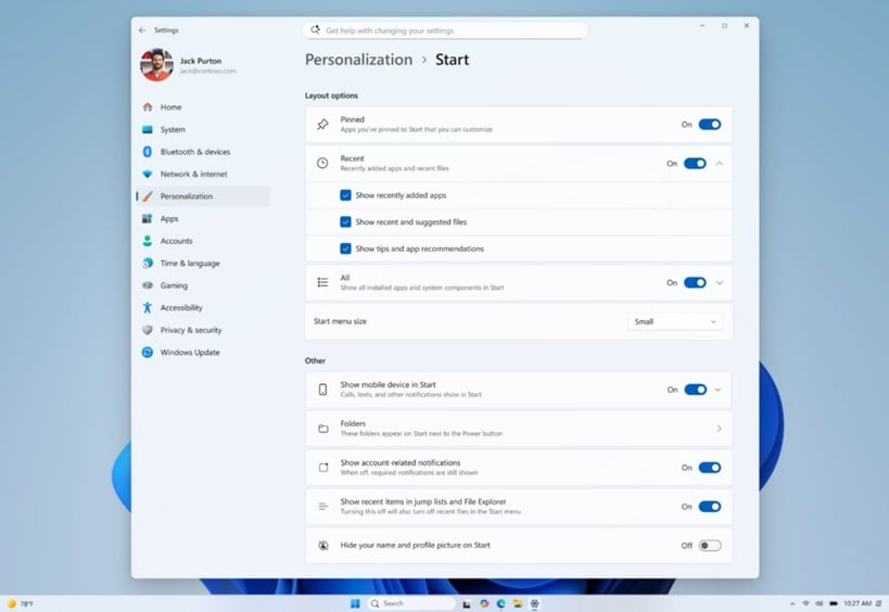 Personnalisation Menu Demarrer