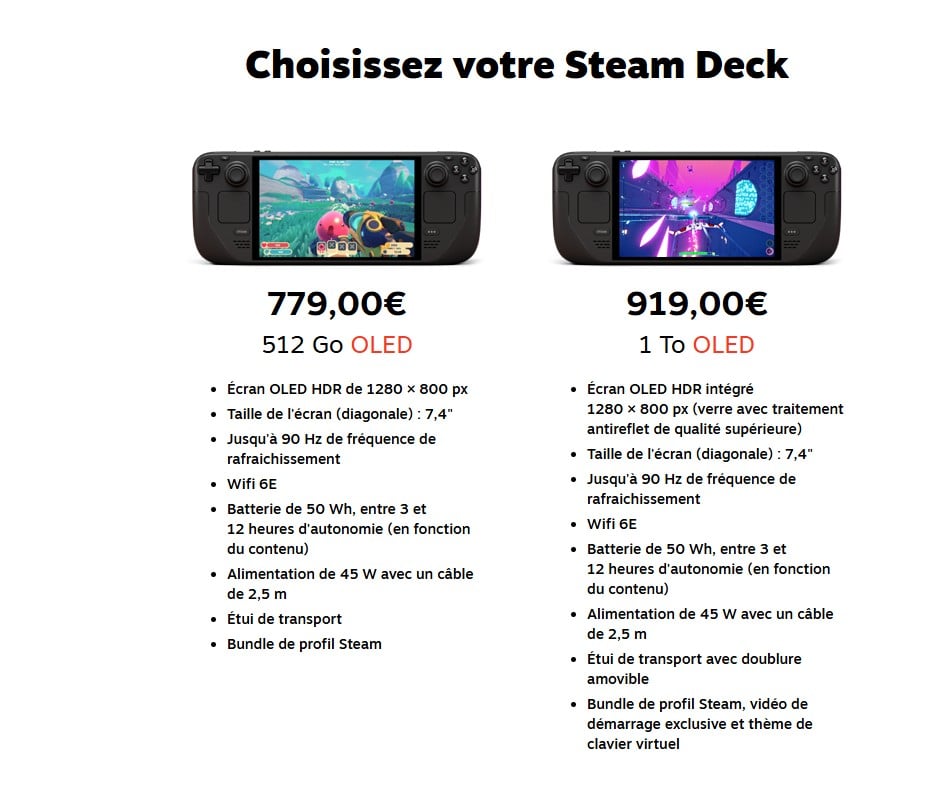 Prix Steam Deck