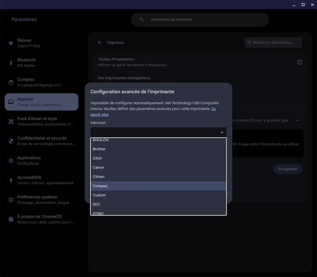 Probleme Imprimante Chromeos 1