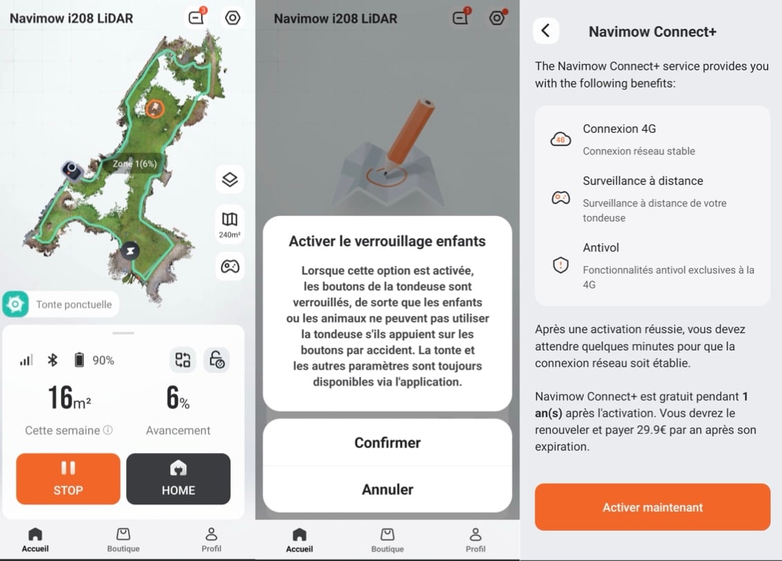 Robot tondeuse Navimow i208 LiDAR test avis jardins complexes bordures obstacles application complète