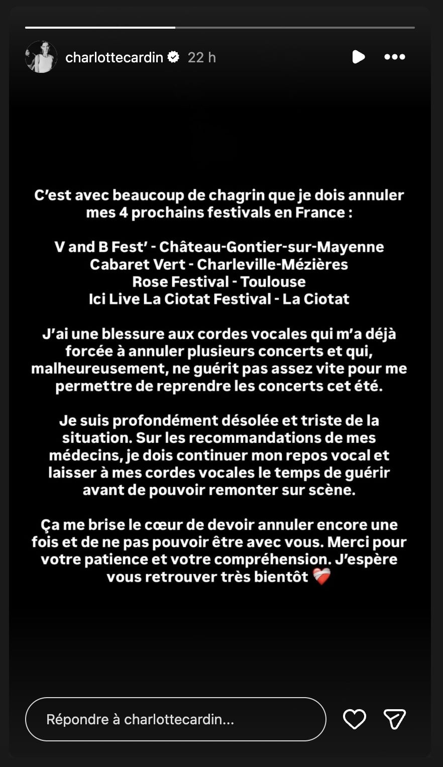 Charlotte Cardin Annonce Concerts 2026 Festivals Annules