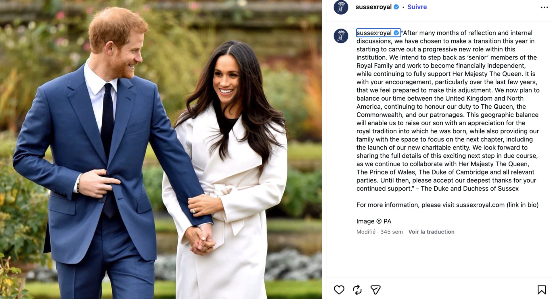 harry meghan famille royale annonce 2020