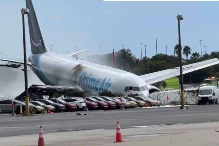 Crash mortel pour un avion cargo Amazon transportant des colis : l’appareil a pris feu après une impressionnante sortie de piste
