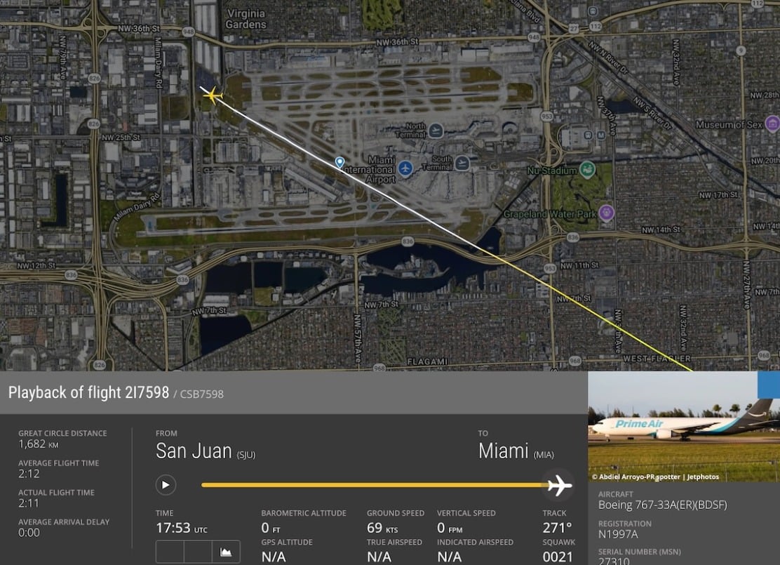 Crash Avion Amazon (flightradar)