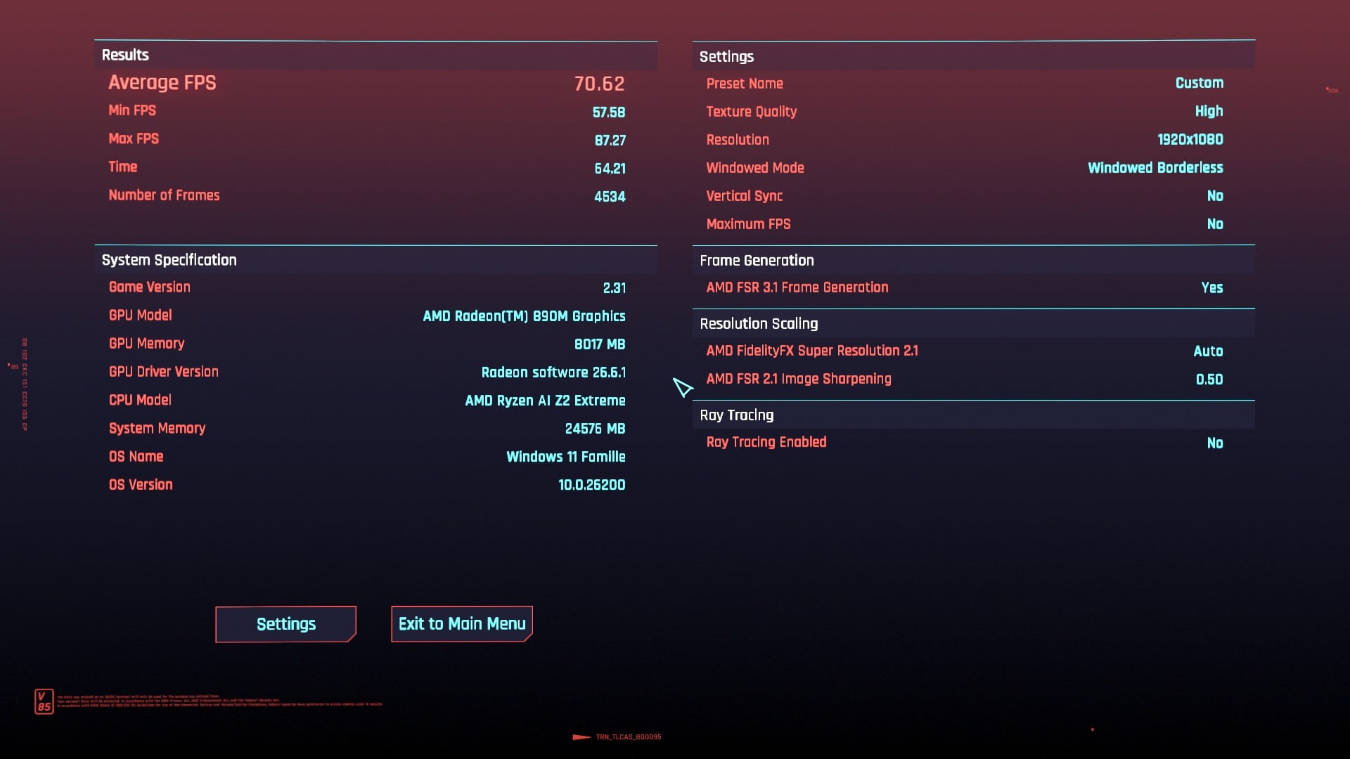 Asus Rog Xbox Ally X20 Cyberpunk Perfs