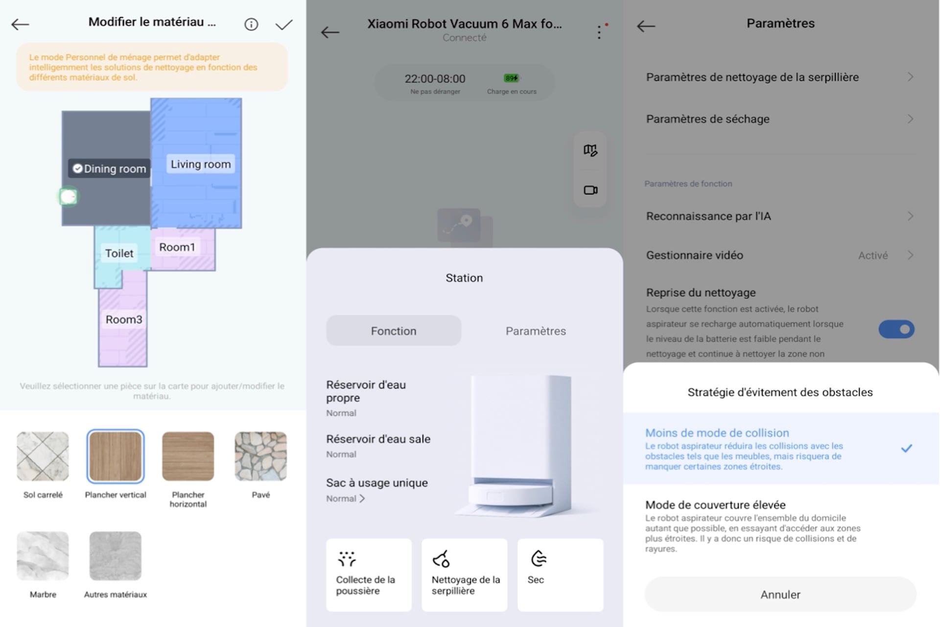 Robot Aspirateur Xiaomi Nettoyage carte autonomie
